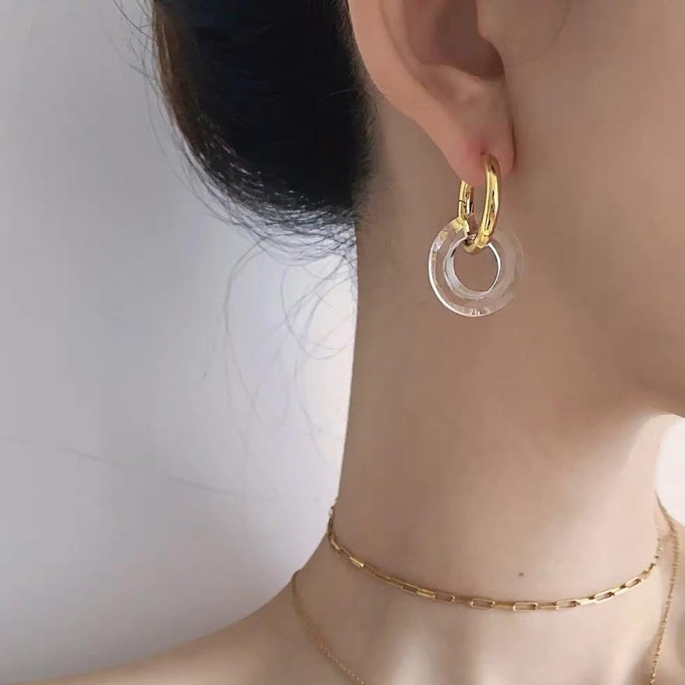 Clear hoop earrings, dangle hoop earrings, dangle clear hoop earrings,